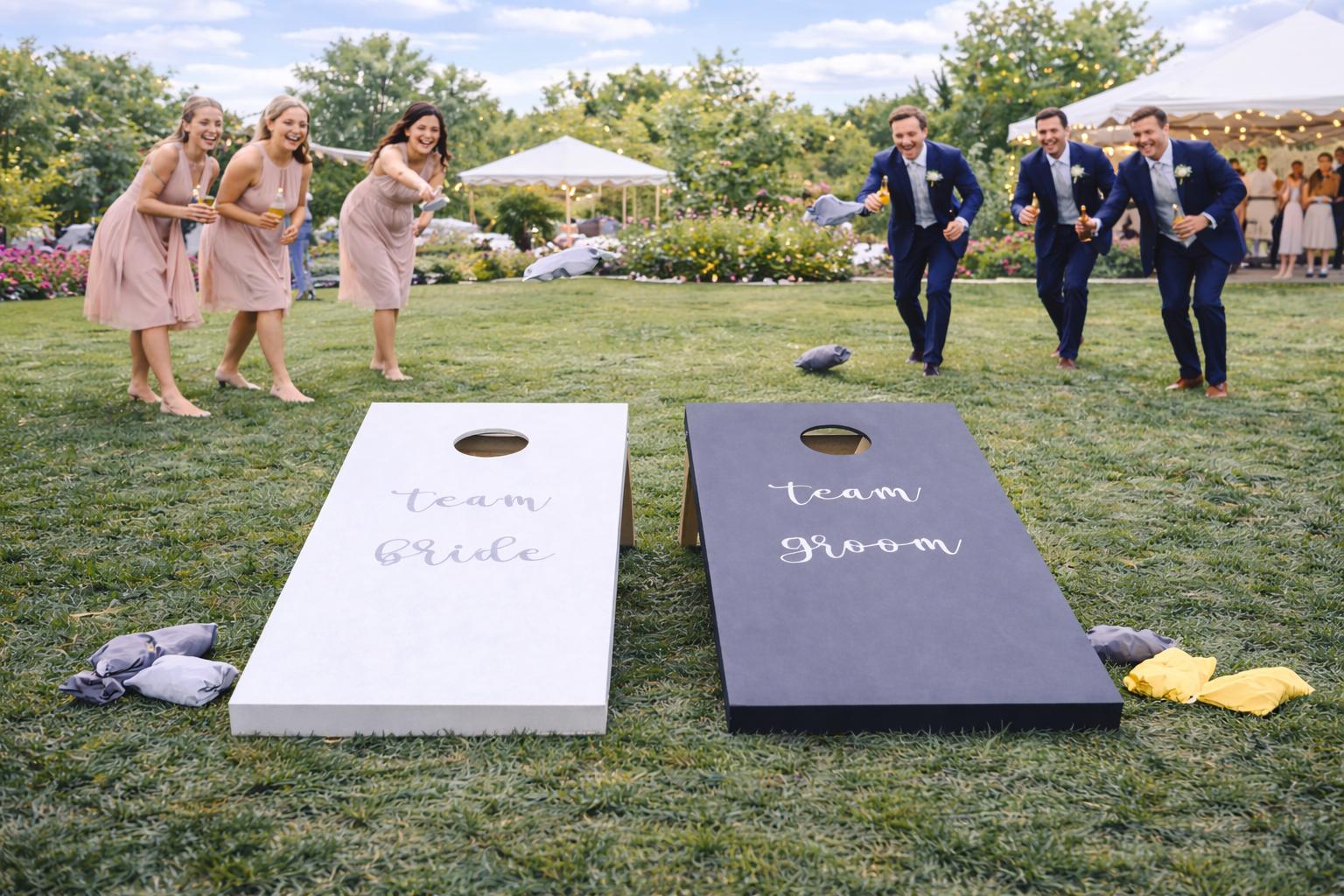 Personalised Wedding Cornhole Game | Team Bride Groom Lawn Entertainment (48" x 24")