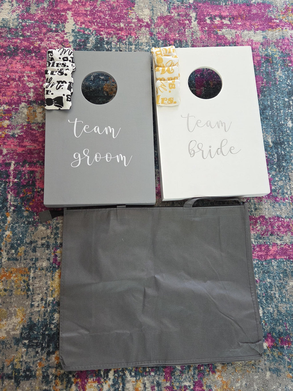 Team Bride Groom Cornhole Game, Wedding Bridal Shower Garden Party Bean Bag Toss