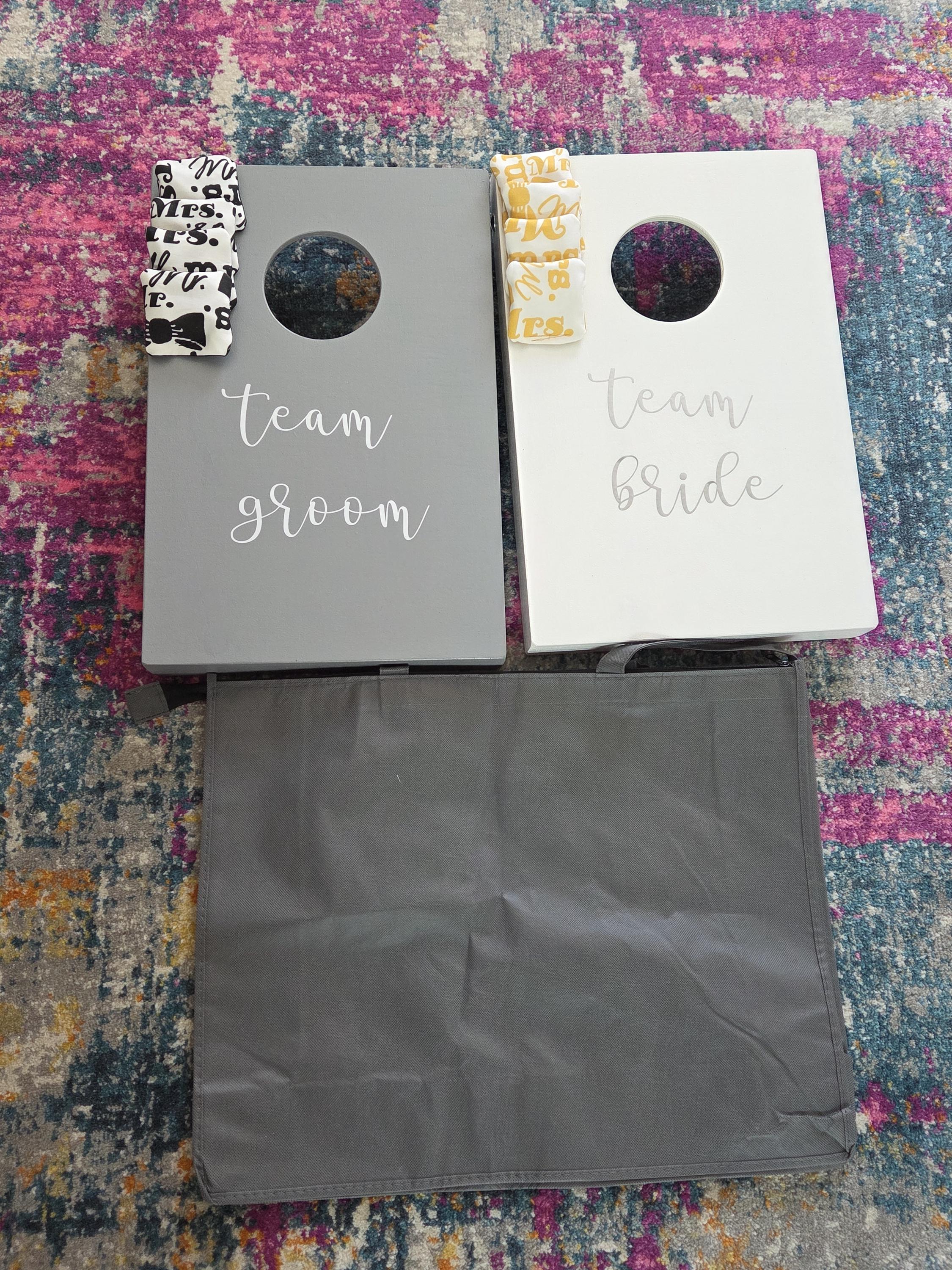 Team Bride Groom Cornhole Game, Wedding Bridal Shower Garden Party Bean Bag Toss