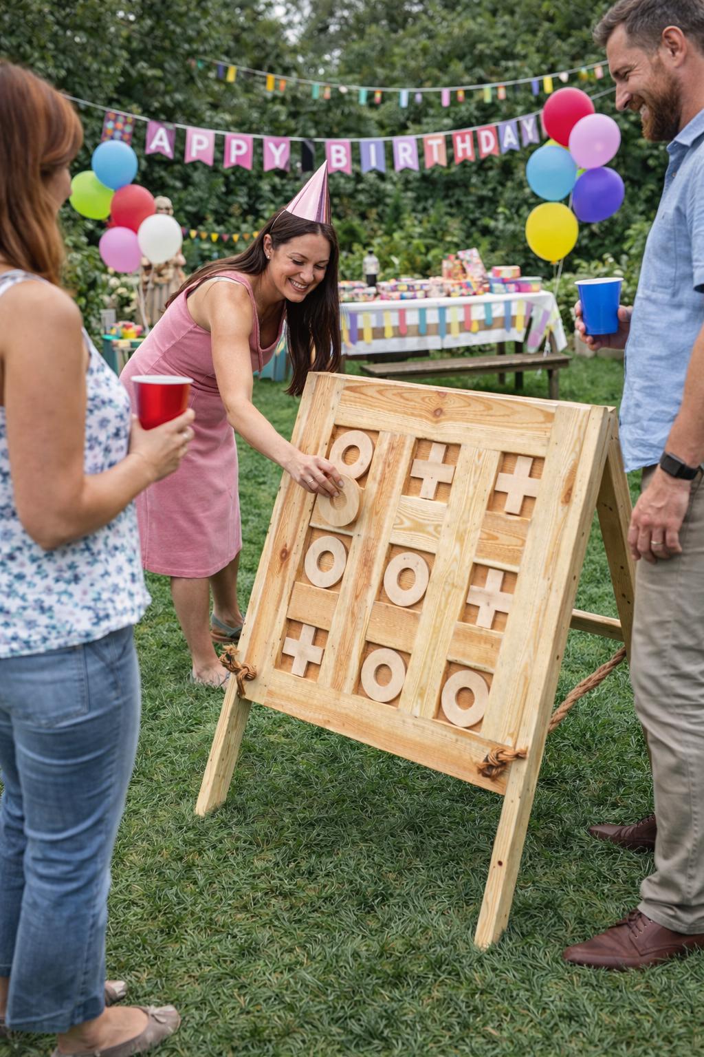 Rustic Pallet Wood  giant Tic Tac Toe Game, Foldable Wedding Party Fun Board