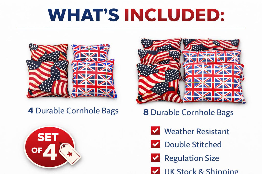 Patriotic Cornhole Bags – USA, Union Jack Designs, Regulation Size Set