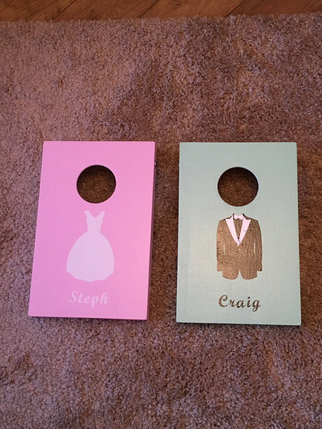 Cornhole Set Personalised Wedding  – Handmade Wooden Bean Bag Toss with Bags