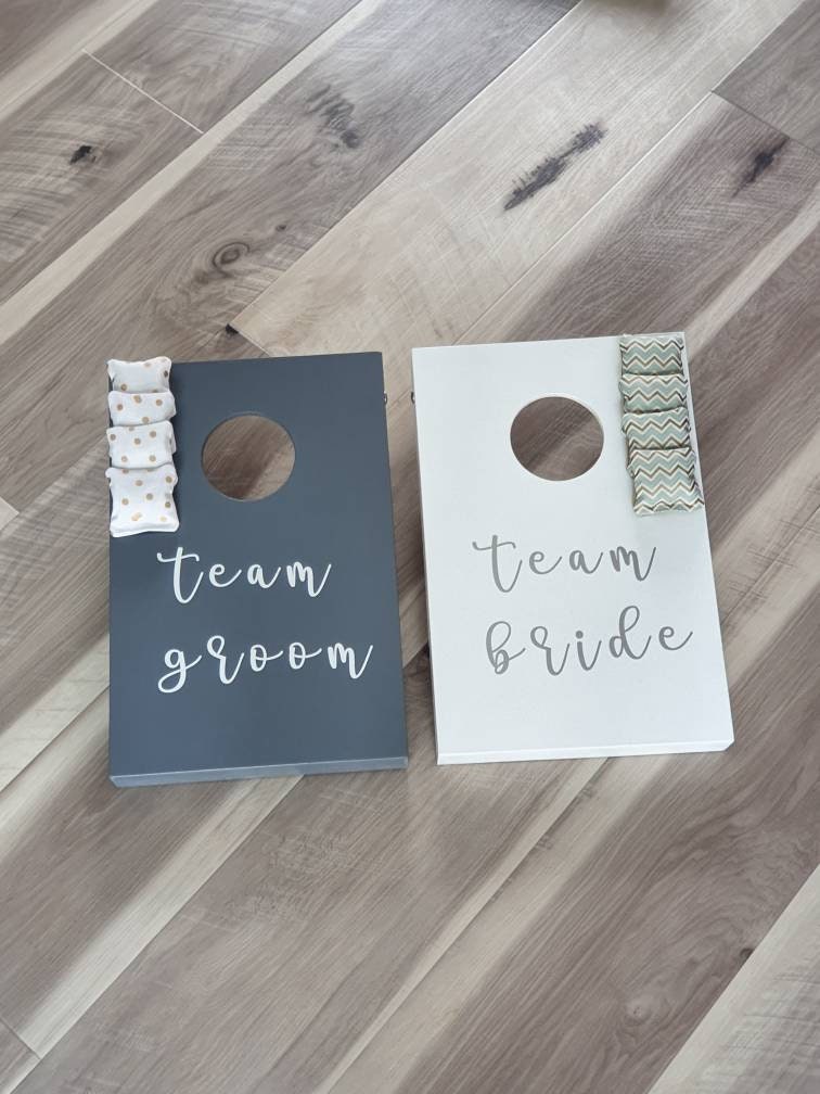 Team Bride Groom Cornhole Game, Wedding Bridal Shower Garden Party Bean Bag Toss