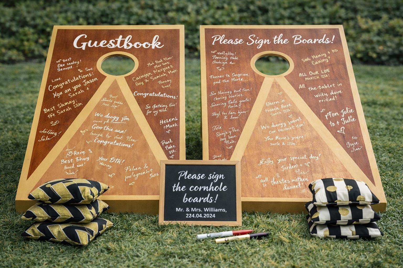 Wedding Cornhole Guest Book Alternative | Rustic Lawn Game Boards (HandmadeUK)