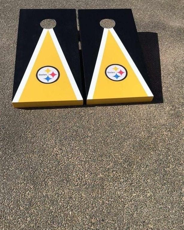 Cornhole Set Handmade Pittsburgh Steelers: Bean Bag Toss Game 48" x 24"