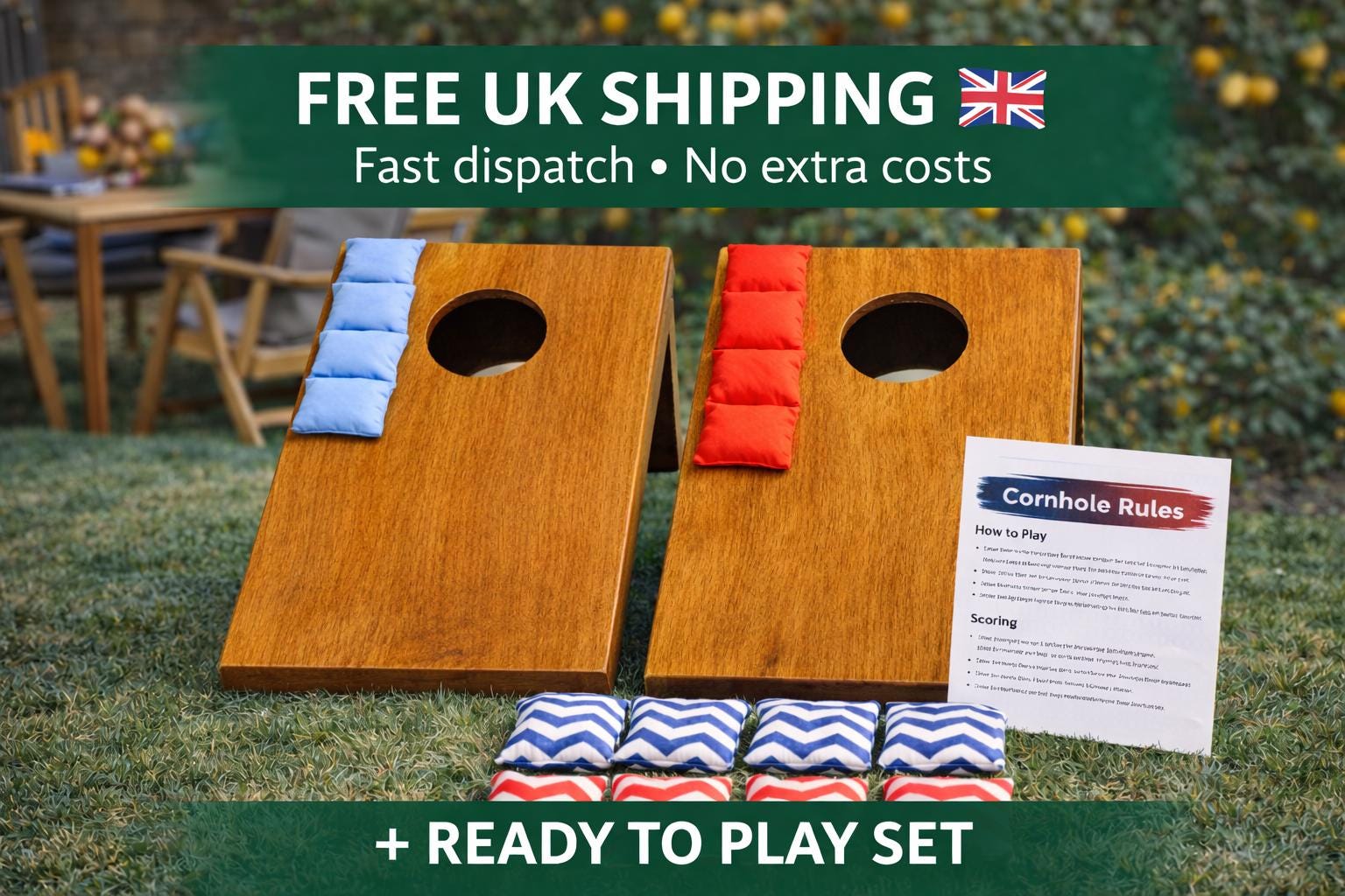Mini Cornhole -Stained Wood Bean Bag Toss Game: Small Size, Includes 8 Bean Bags