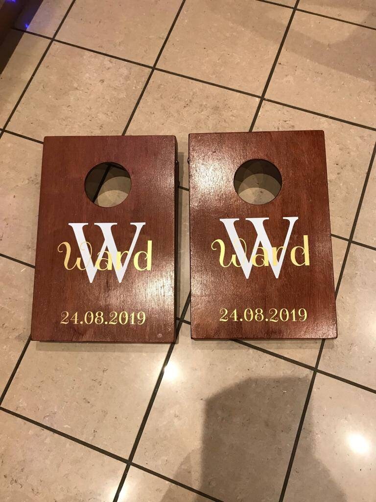 Personalised Mini Cornhole Set: Handmade Wooden Bean Bag Toss Game
