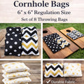 “Handmade regulation cornhole bags, set of 8, 6 x 6 inches, made in the UK”