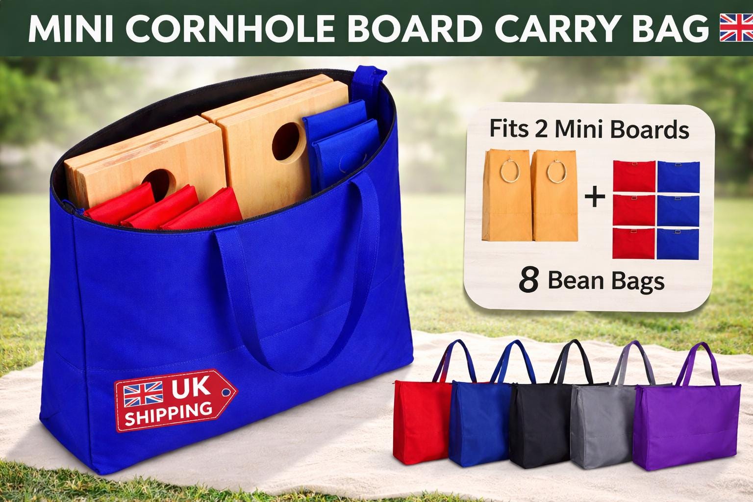 Mini Cornhole Board Carry Bag | Fits 2 Boards, 8 Bean Bags, Durable Tote