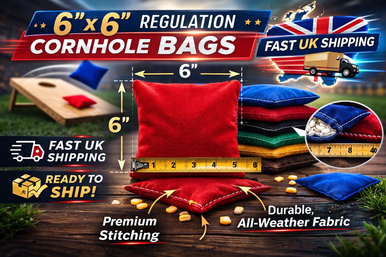 Regulation Cornhole Bags | Tournament Size, Various Colours (6" x 6")