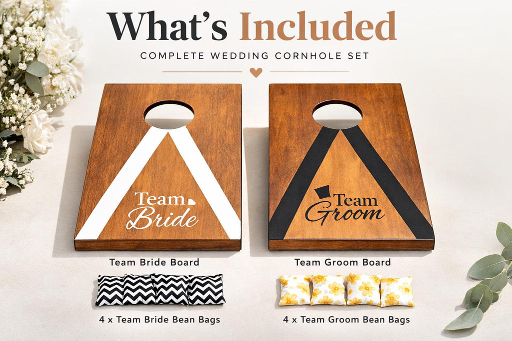 Wedding Cornhole Game Boards | Team Bride vs Groom Lawn Entertainment UK
