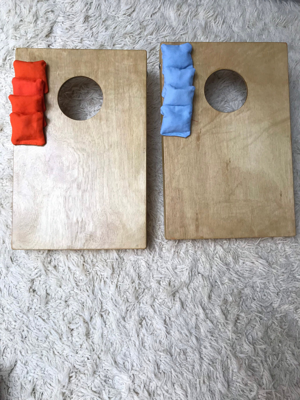 Mini Cornhole -Stained Wood Bean Bag Toss Game: Small Size, Includes 8 Bean Bags