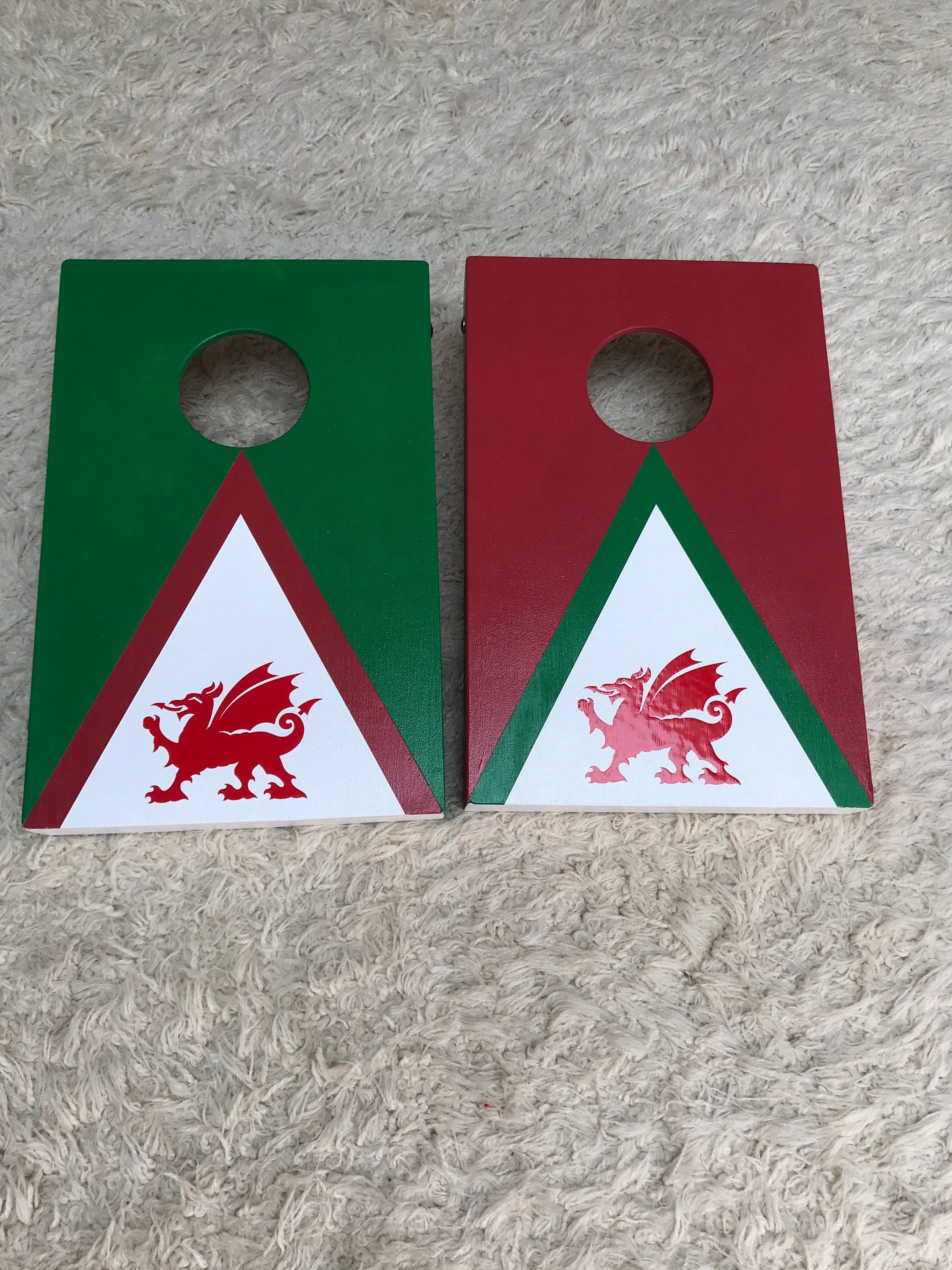 Handmade Cornhole Set Patriotic Flag : Wooden Bean Bag Toss Game