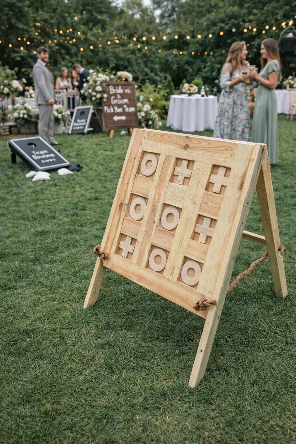 Handmade Wooden Cornhole Tic Tac Toe Garden Games Bundle | Lawn Party Set