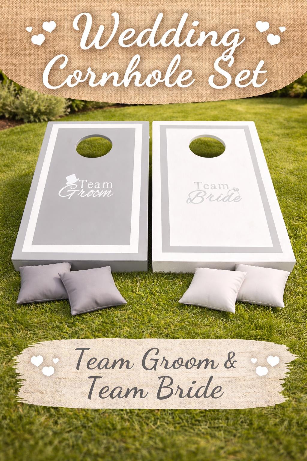 Personalised Wedding Cornhole Boards – Team Bride Groom Lawn Game – Custom Garden Game