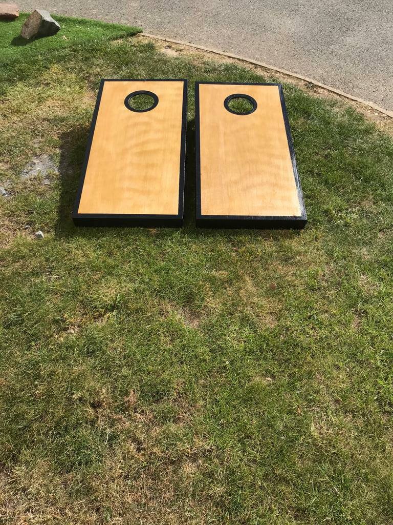 Cornhole Luxury Handmade– Stained Wooden Boards, Painted Trim, Bean Bags Included