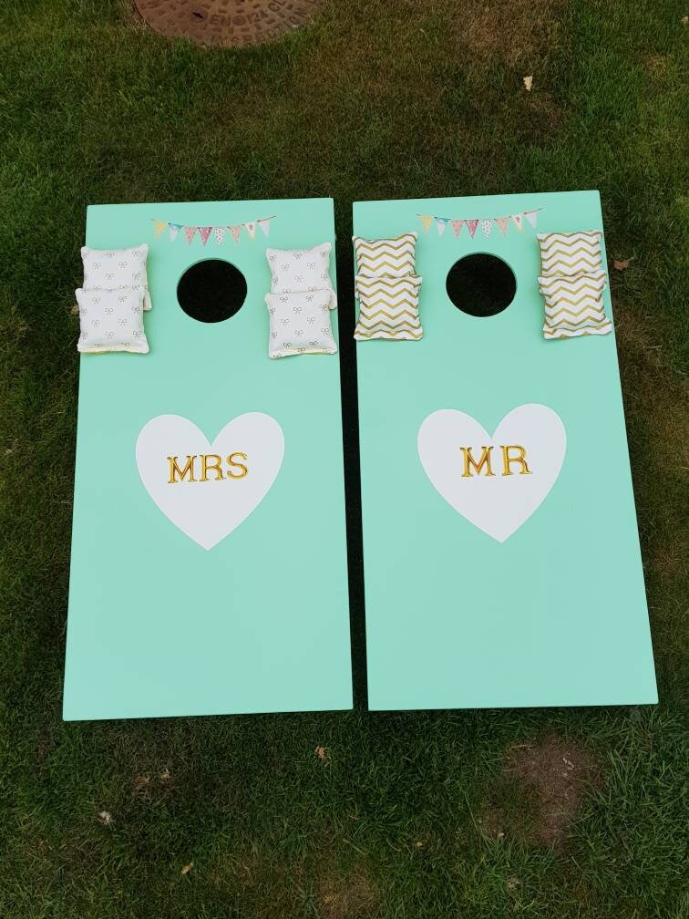 Cornhole Game vintage Wooden Wedding: Bean Bag Toss, Free UK Delivery