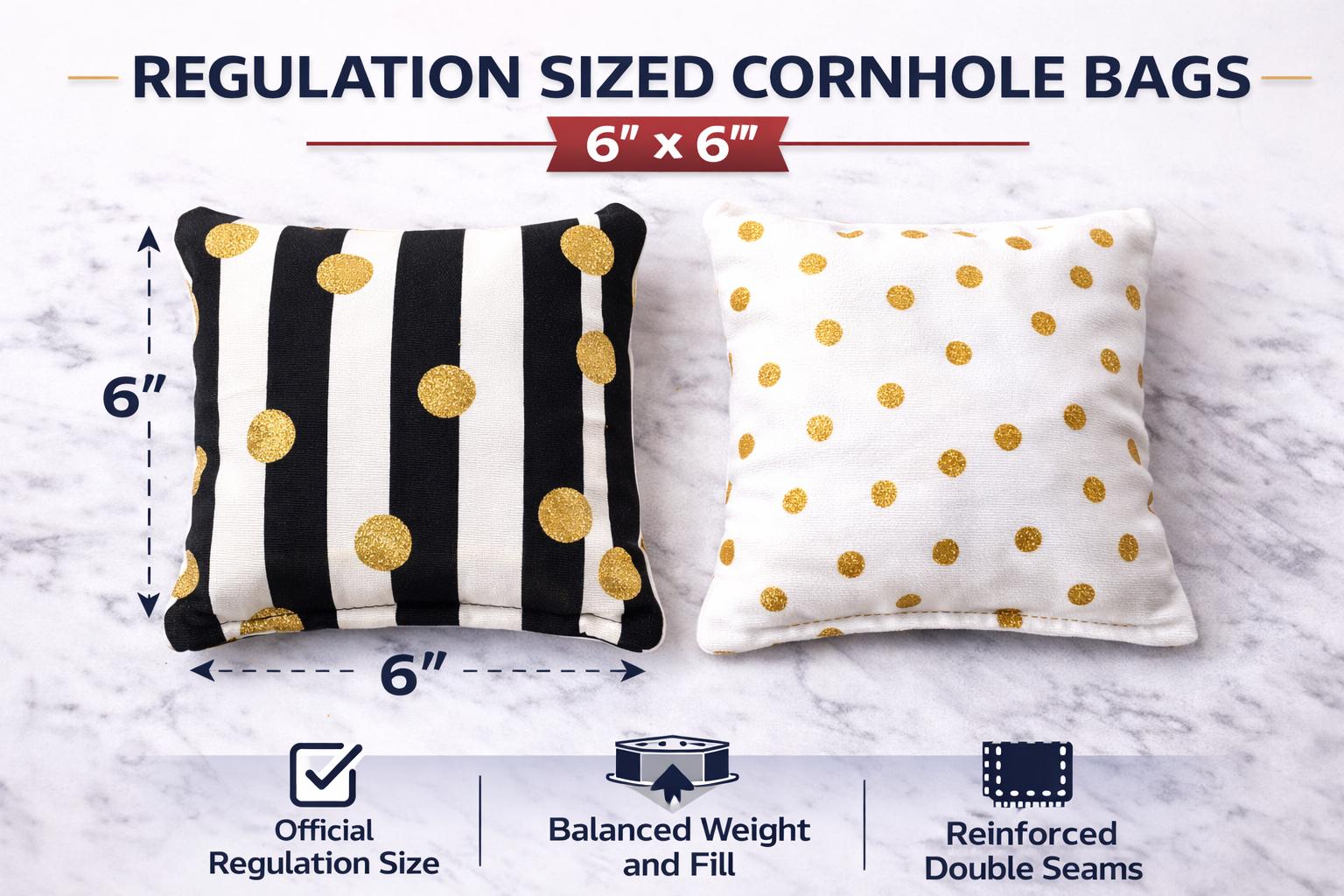 Regulation Cornhole Bags (Set of 4 or 8) | 6"x6" Tournament Bean Bags, 2 Styles