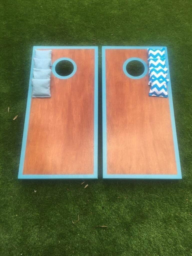 Cornhole Game – Handmade Rustic Oak & Black – Adult Size Lawn Game – UK Seller