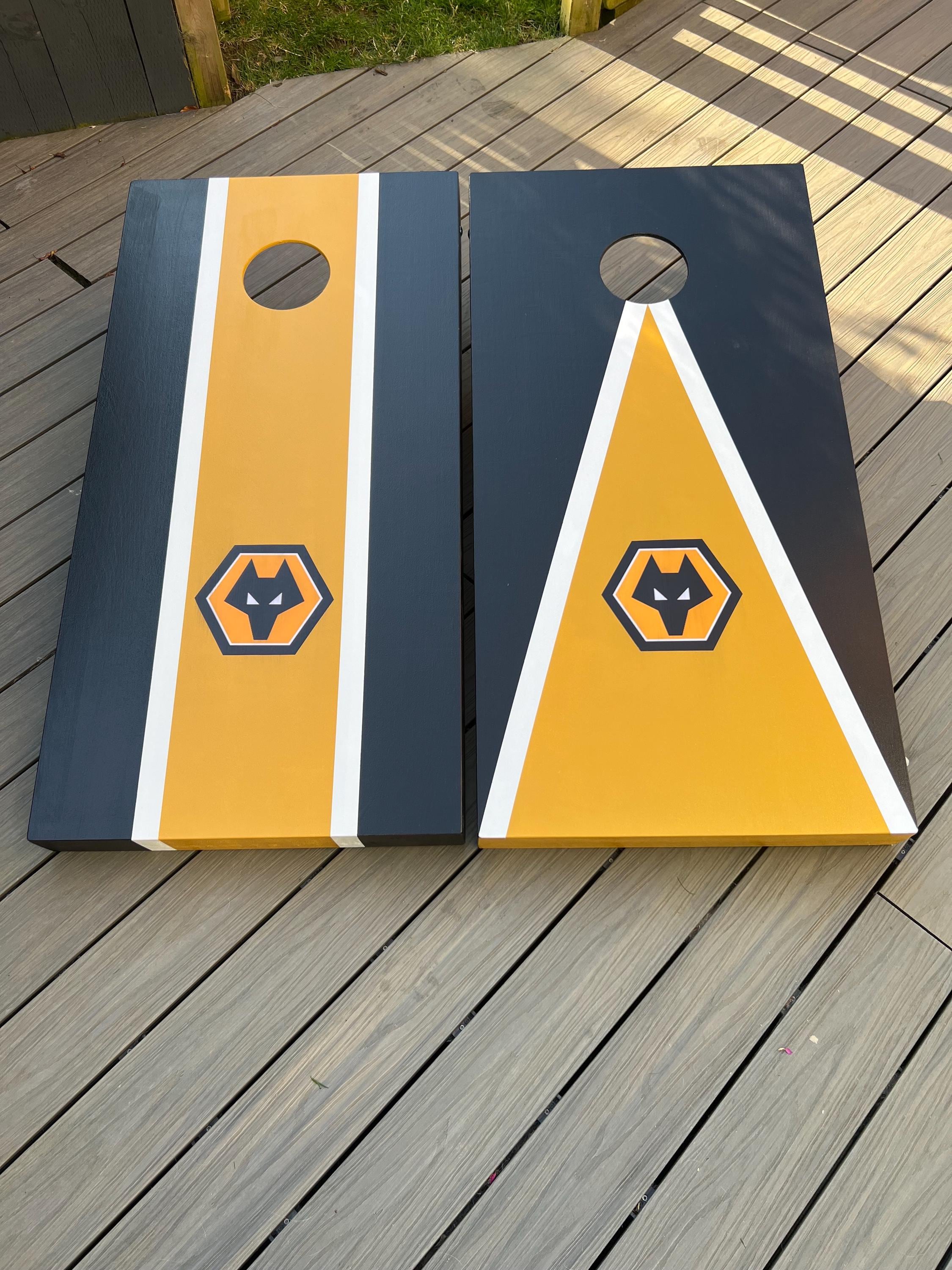 Premier League Cornhole Set -Garden Game- Custom Wooden Bean Bag Toss