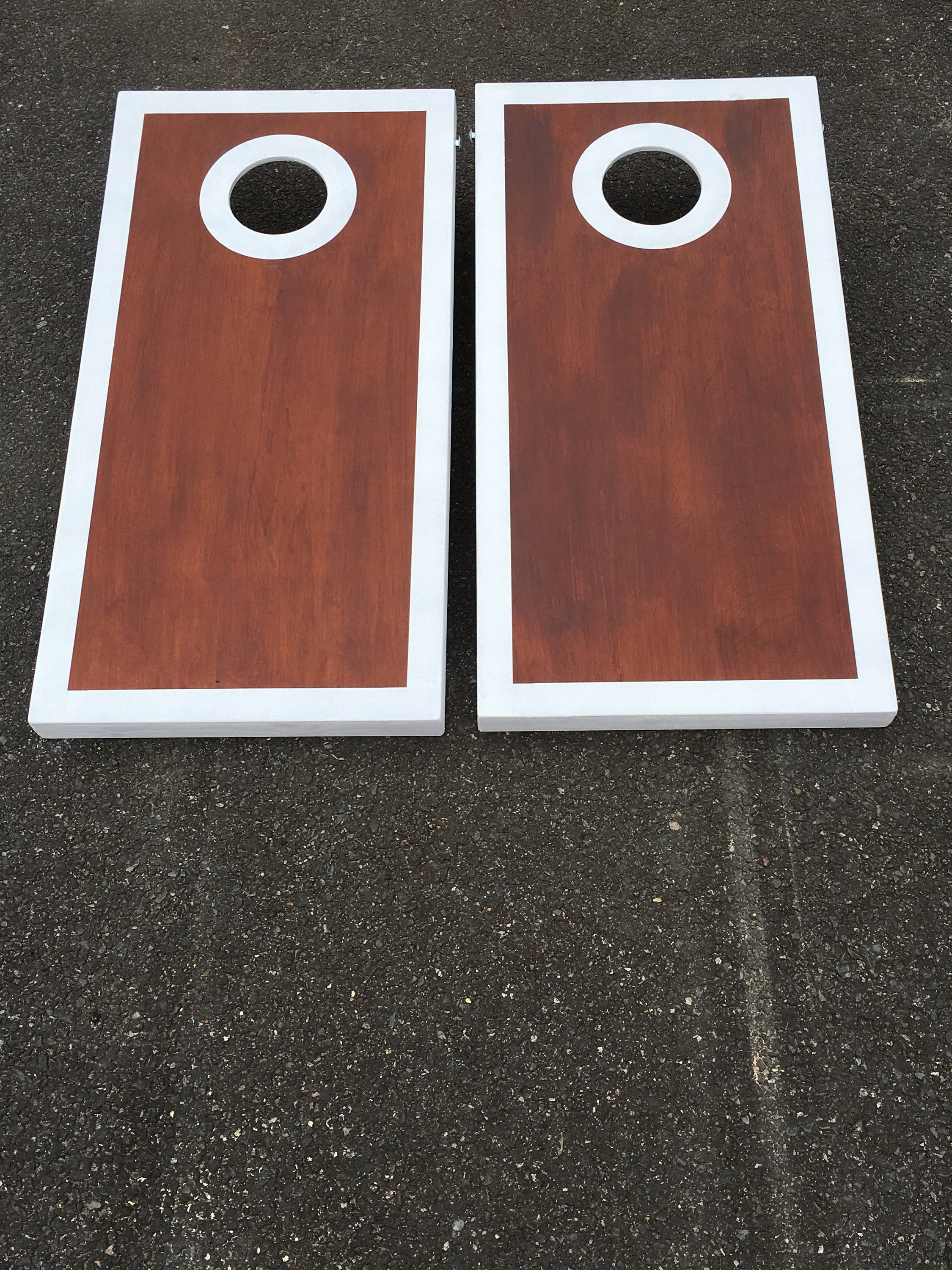 Cornhole Luxury Handmade– Stained Wooden Boards, Painted Trim, Bean Bags Included