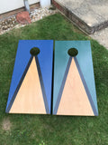 Cornhole Set Rustic : Blue & Green Painted Bean Bag Toss