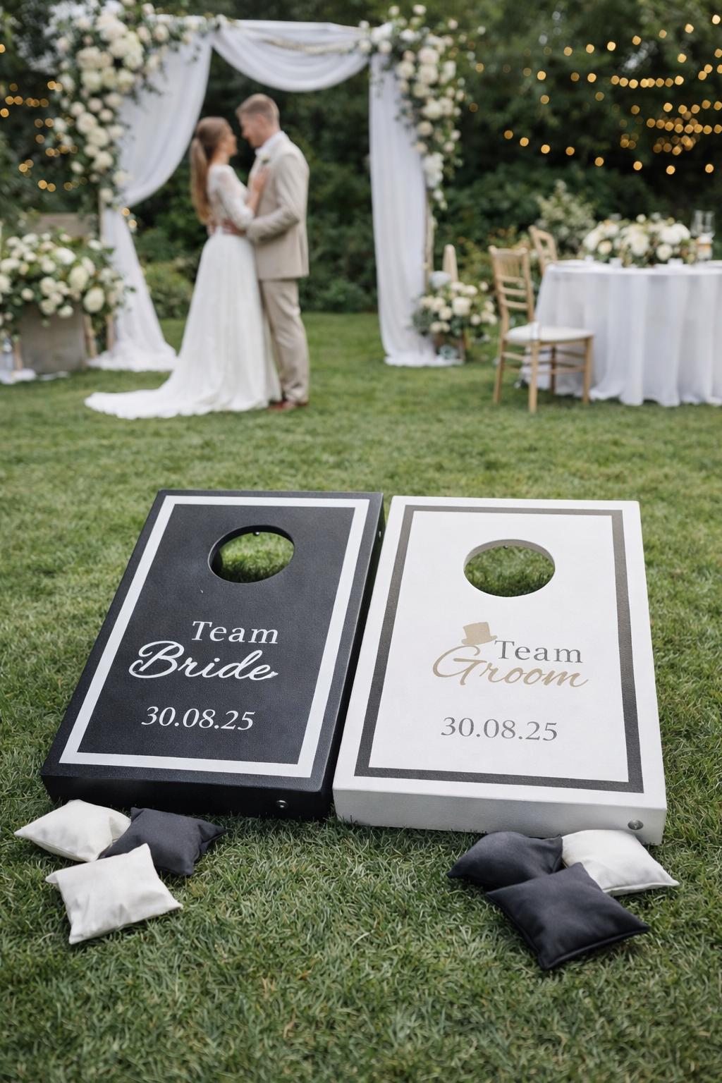 Personalised Wedding Cornhole Boards – Team Bride Groom Lawn Game – Custom Garden Game