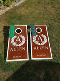 Personalised custom cornhole Board Set: Medium Stained Wood Bean Bag Toss Game