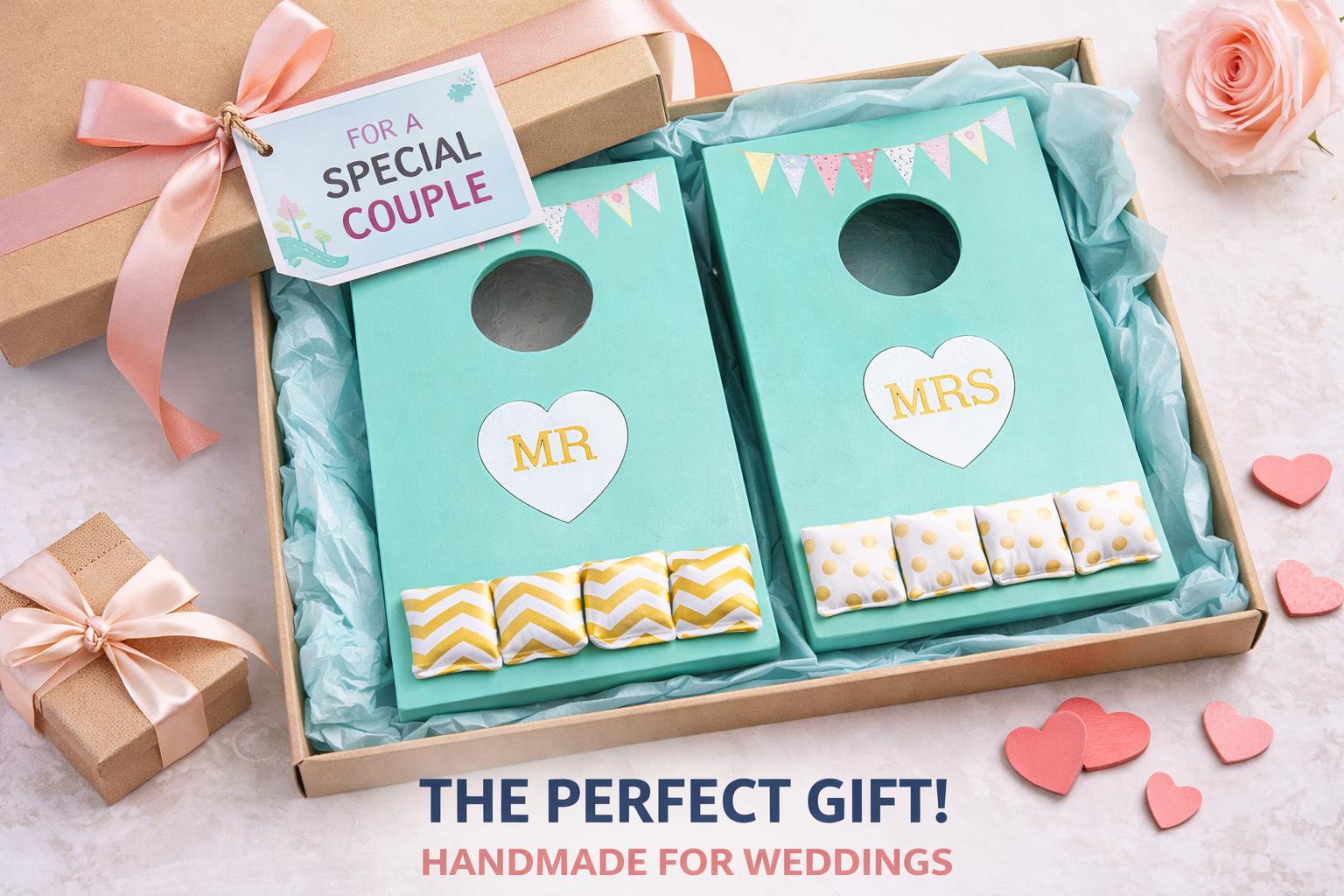 Cornhole Set-Vintage Mr & Mrs Bean Bag Toss Game: Wedding Party