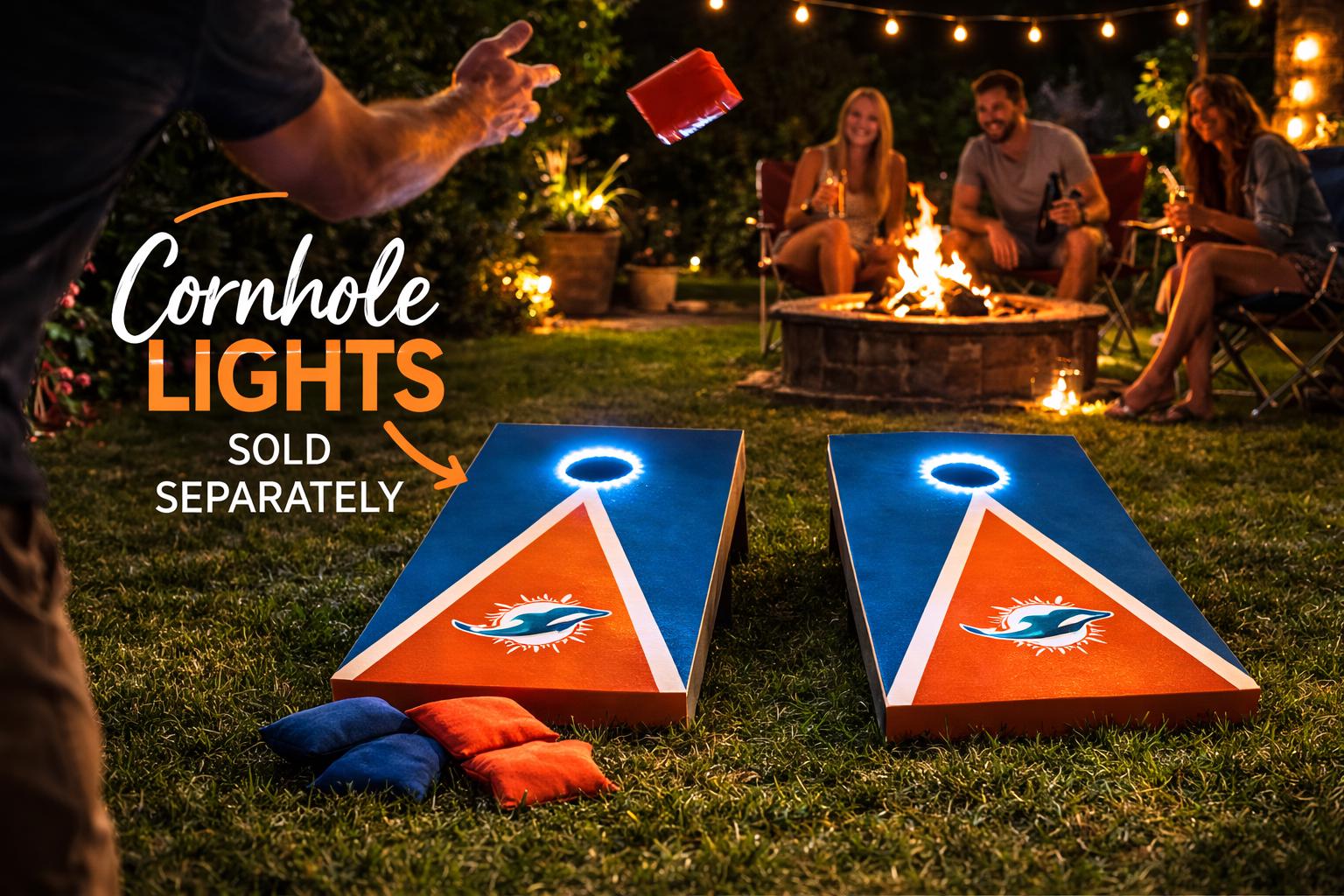 Custom Football Team Cornhole Boards - Miami Dolphins | back Yard Game with Bean Bags