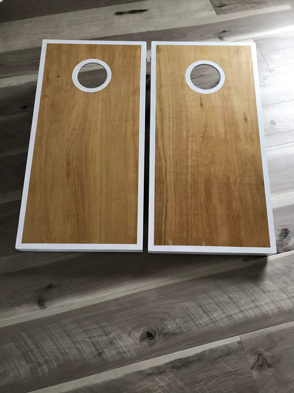 Cornhole Luxury Handmade– Stained Wooden Boards, Painted Trim, Bean Bags Included