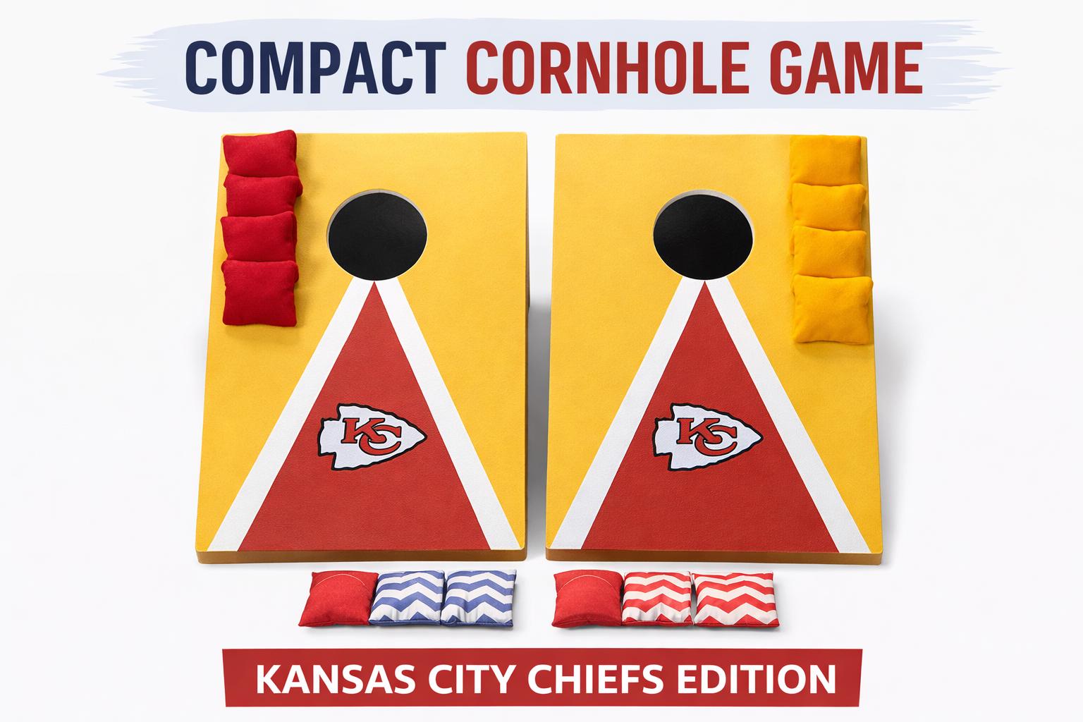 Mini Cornhole Set  NFL Kansas City Chiefs – Handmade Bean Bag Toss Garden Game