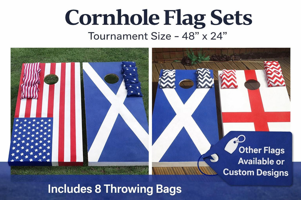 Tournament Size Cornhole Boards | Flag Designs, Includes 8 Bags