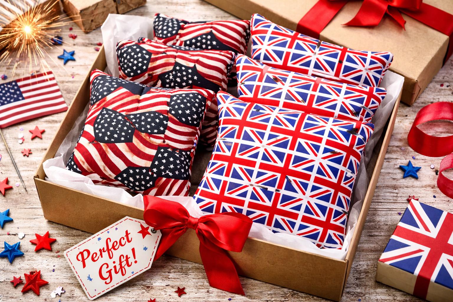 Regulation Cornhole Boards | UK USA Flag Lawn Game | Handcrafted Wooden Outdoor Set