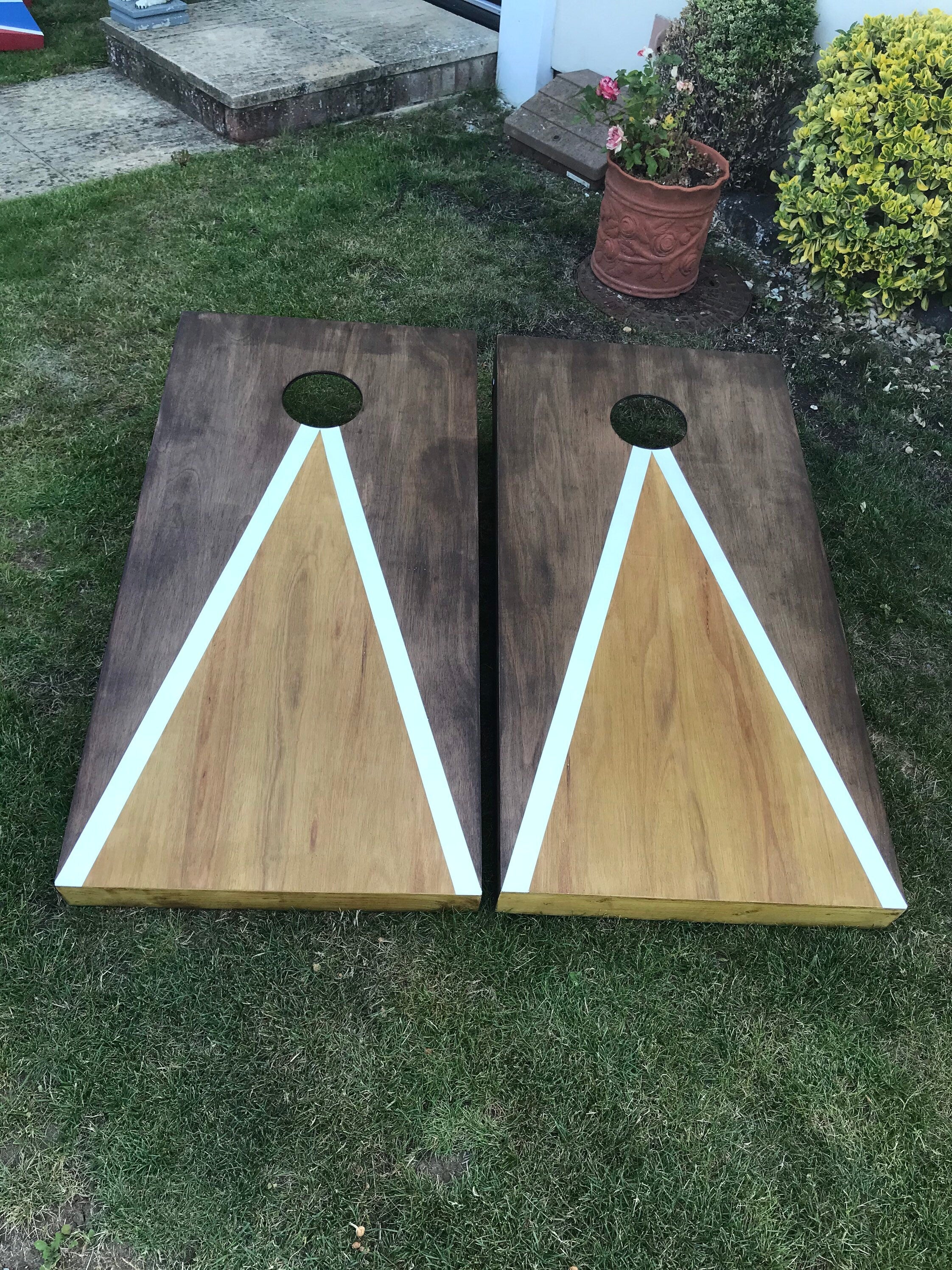 Cornhole Set –Rustic  Dual-Tone Outdoor Bean Bag Toss – Regulation Size