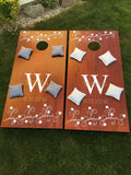 Personalised stain cornhole boards with decoration and bags - bean bag toss - garden game