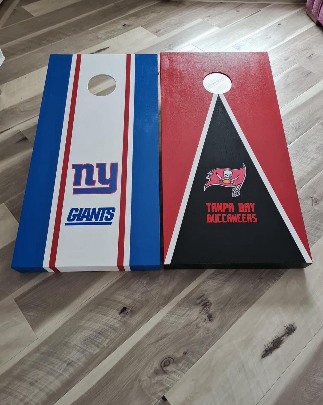 Handmade custom Cornhole  Set  NFL.  York Giants & Tampa Bay Buccaneers Bean Bag Toss