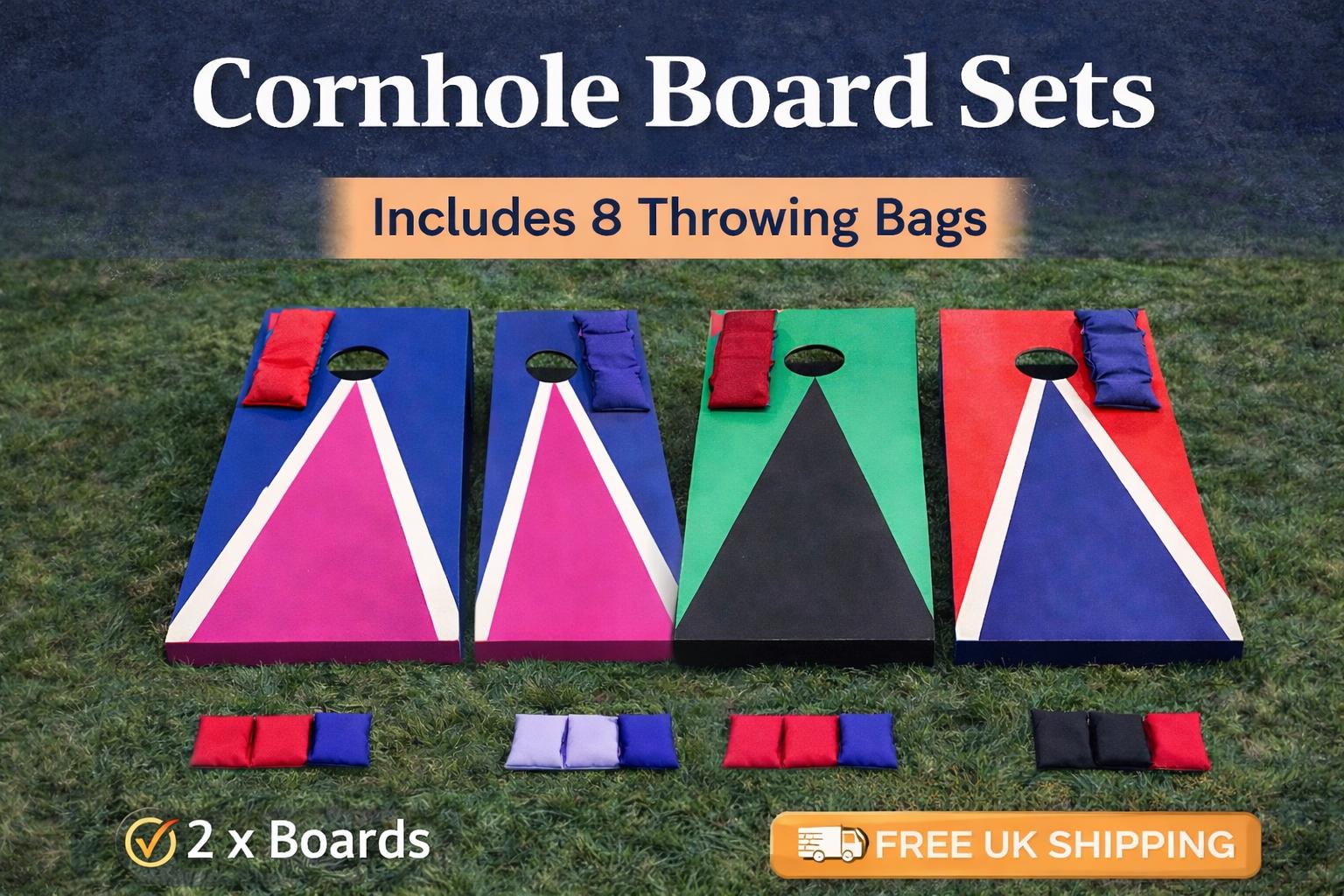 Handmade Cornhole  Board Set | Adult Size Backyard Lawn Game (Includes 8 Bags)