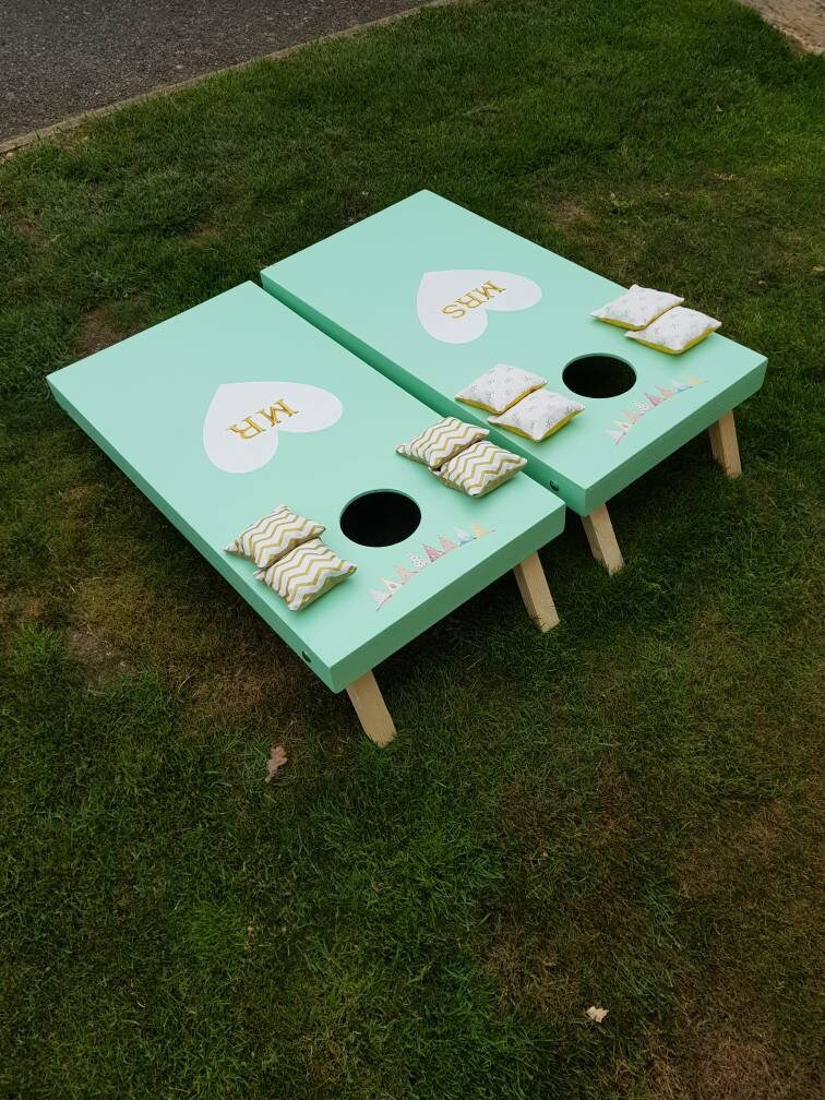 Cornhole Game vintage Wooden Wedding: Bean Bag Toss, Free UK Delivery