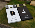 Cornhole Set Black and White Wedding  – Handmade Lawn Toss Game for Reception & Garden Party