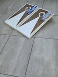 Large White and Stained Cornhole Set – Optional LED Lights