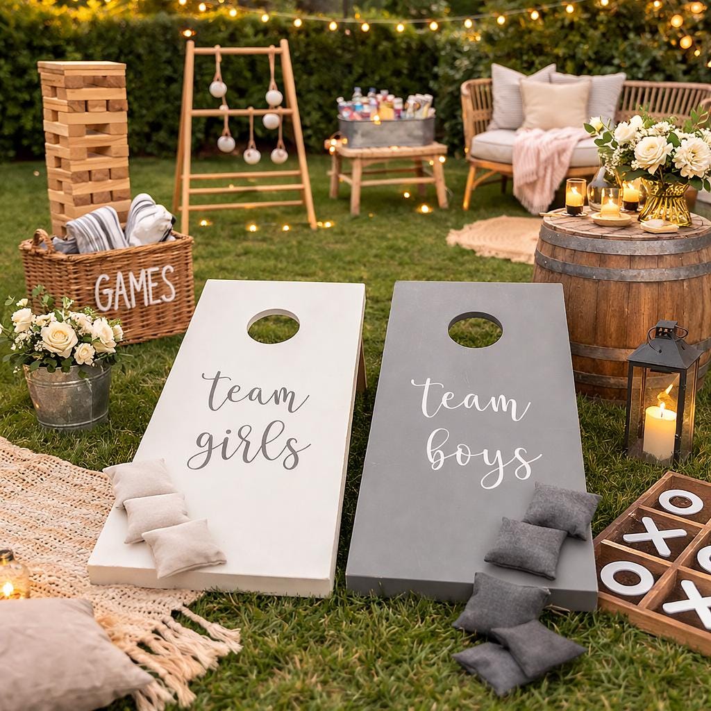 Team Bride Groom Cornhole Set | Wedding Lawn Game Boards | Bridal Shower Backyard Party