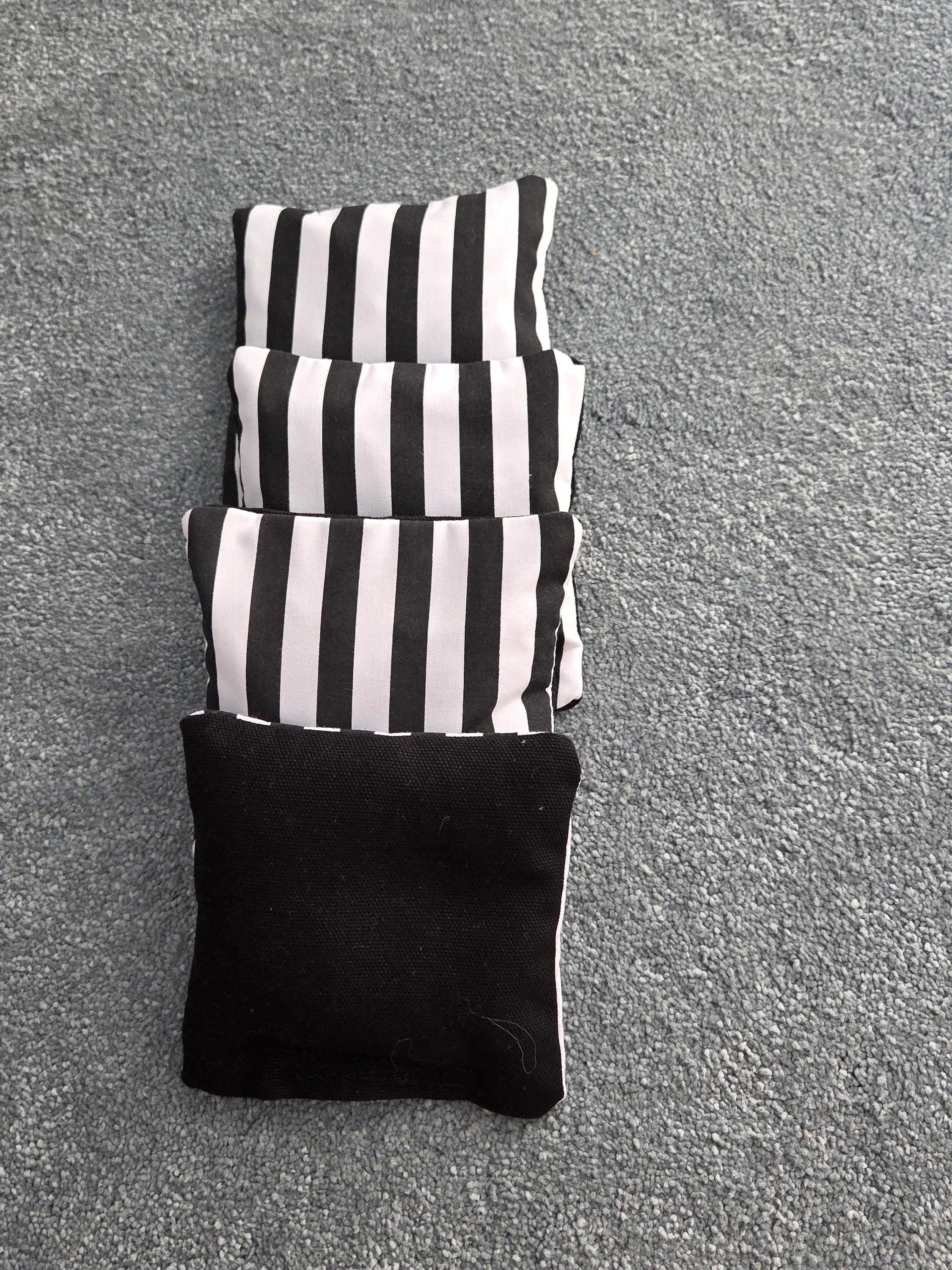 Cornhole Bags:  Large Black & White Stripes / Chevrons (Set of 8 )