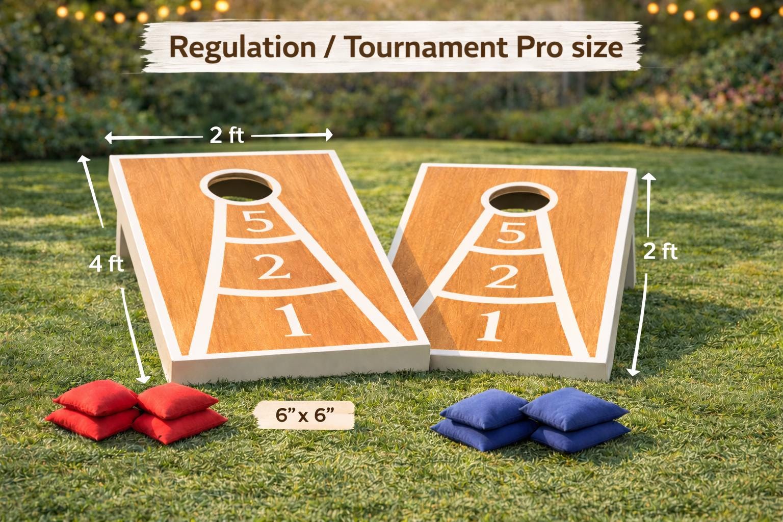 Cornhole Set of Solid Wood Tournament professional Boards – Regulation Size Outdoor Lawn Game