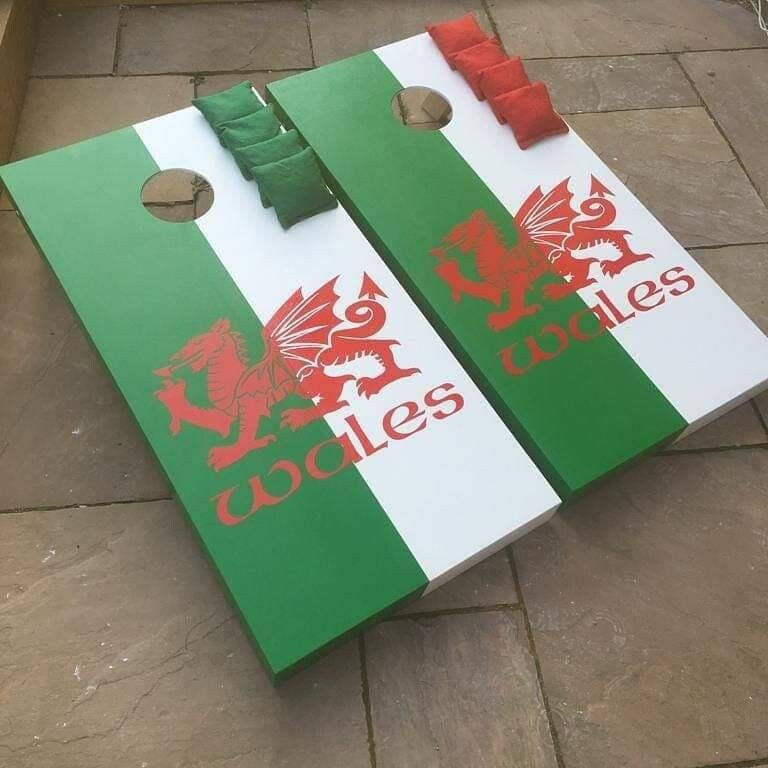 Welsh design flag large cornhole game - bean bag toss - lawn game