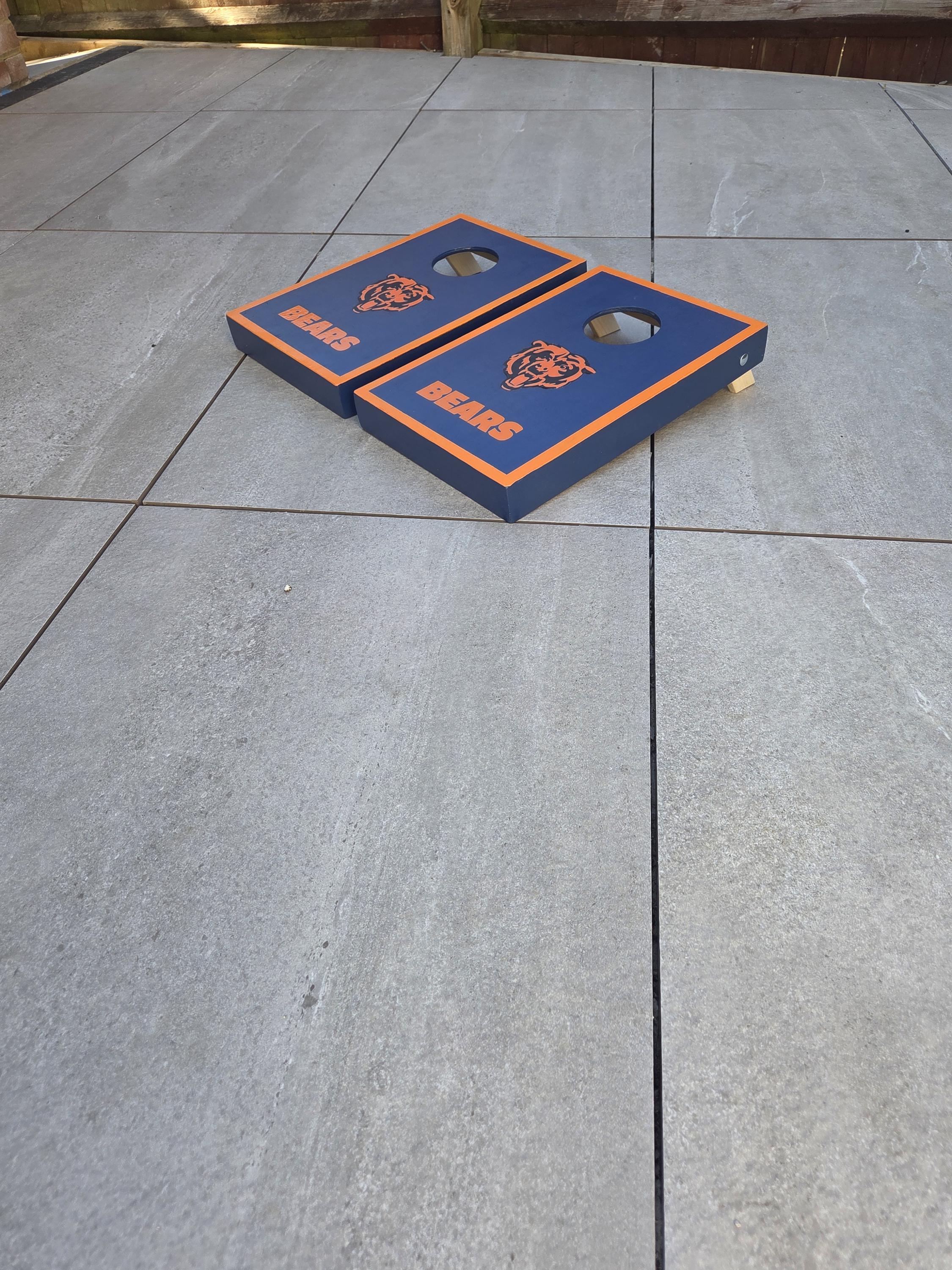 Handmade chicago Bears Cornhole Game :  Bean Bag Toss, Outdoor/Indoor Fun