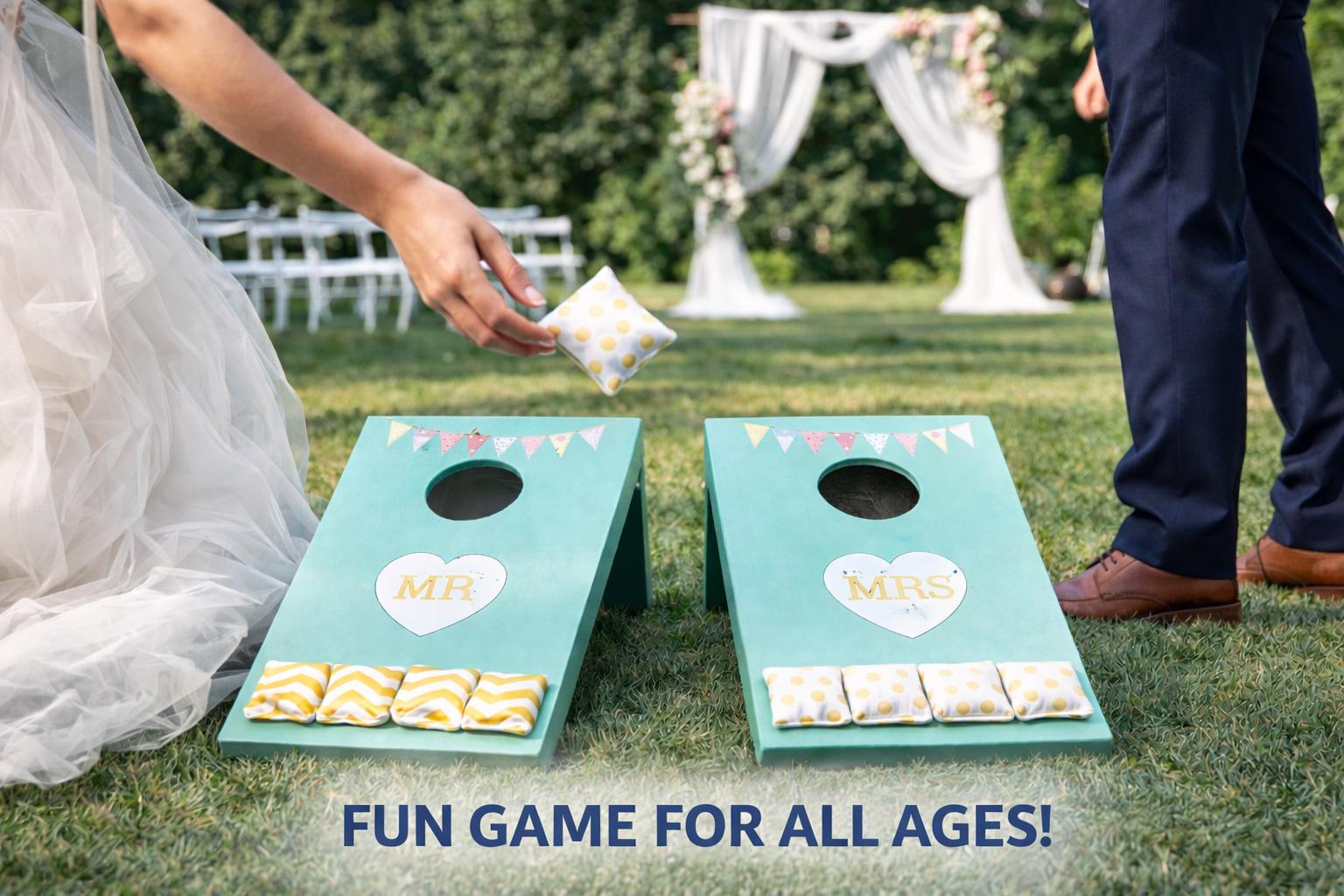 Cornhole Set-Vintage Mr & Mrs Bean Bag Toss Game: Wedding Party