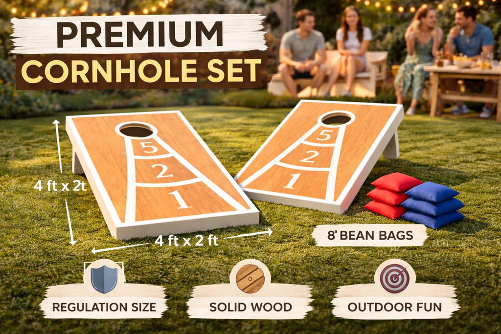 Cornhole Set of Solid Wood Tournament professional Boards – Regulation Size Outdoor Lawn Game