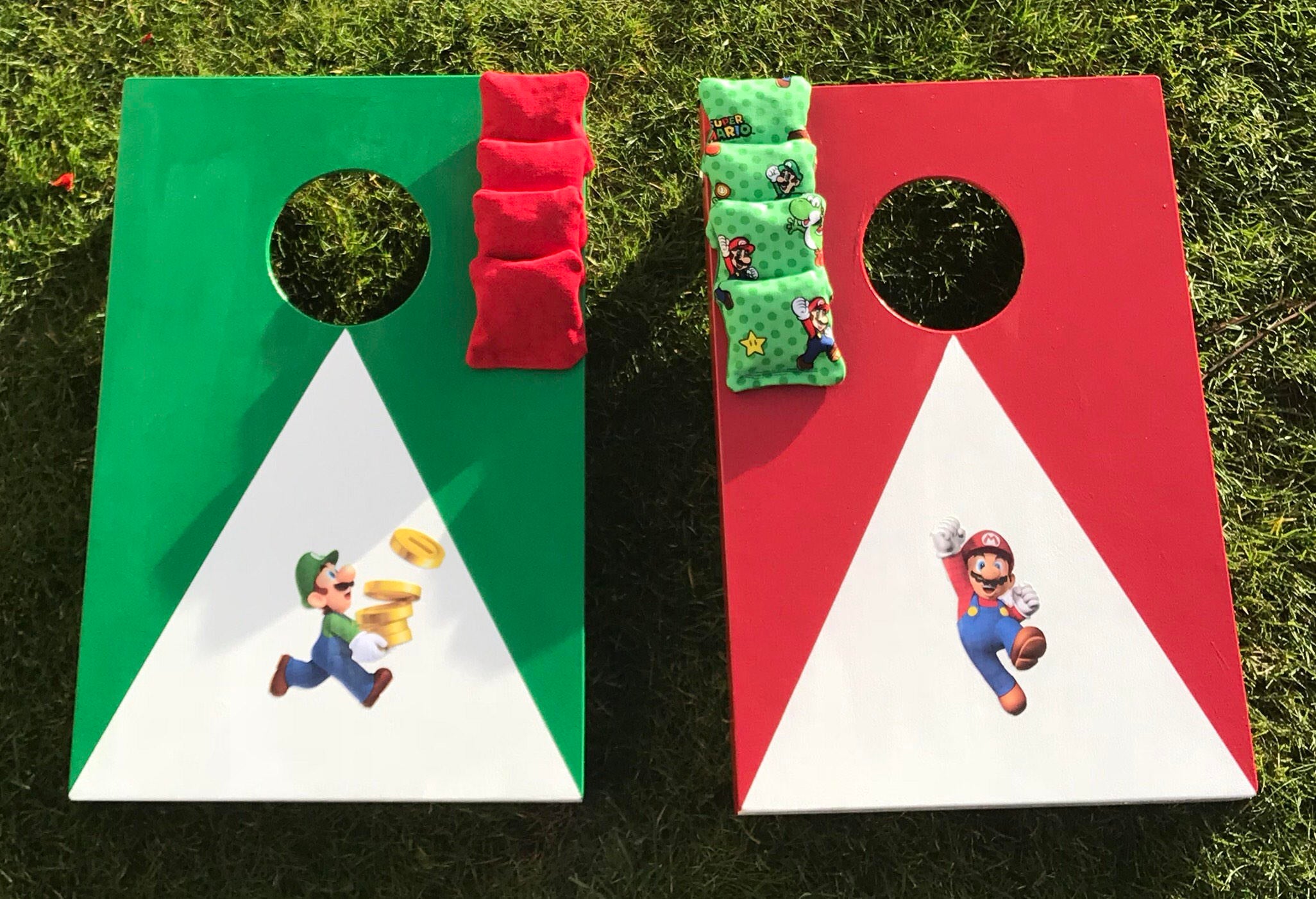 Themed Cornhole Super Mario‑ – Handmade Kids Indoor/Outdoor Bean Bag Toss Game