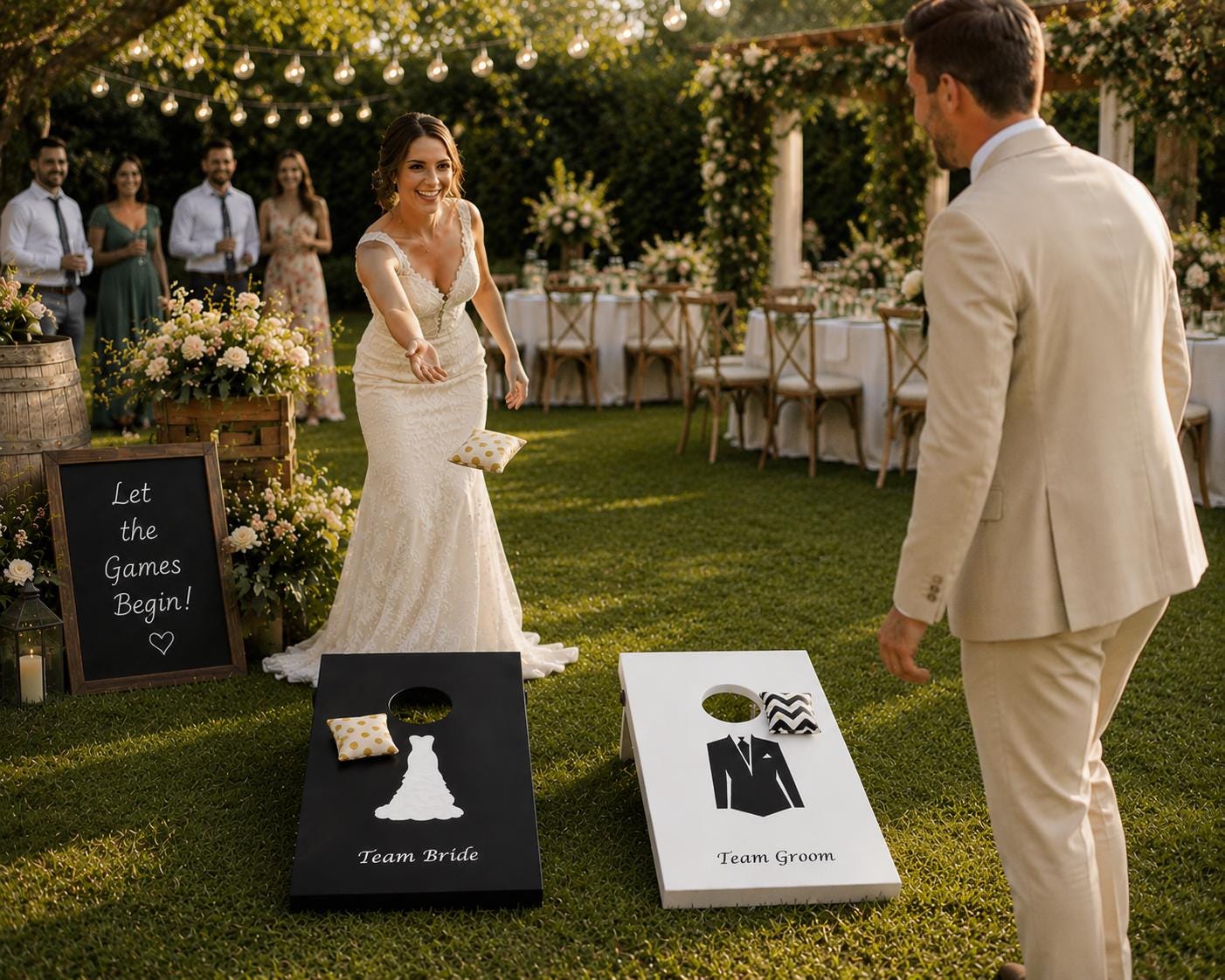 Wedding Cornhole Game Set – Team Bride Groom Custom Garden Game . personalised